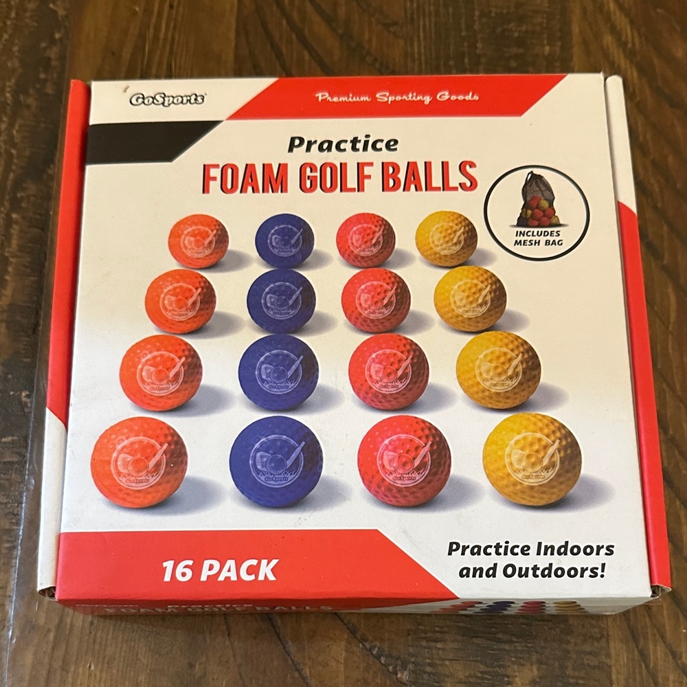 Practice Foam Golf Balls - 16 Pack - Orange, Purple, Yellow